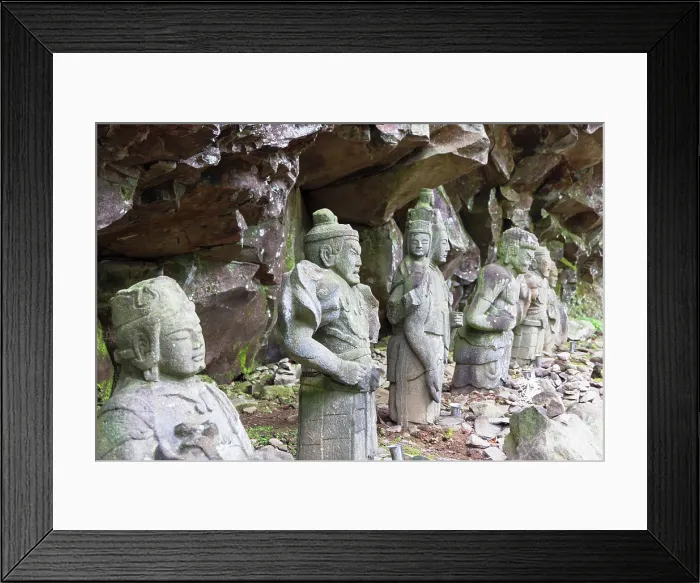 Framed Print : Buddha Rock (Hotoke Iwa) and Six Guardians of Buddhism (UNESCO World Heritage Site), Nikko, Tochigi, Japan