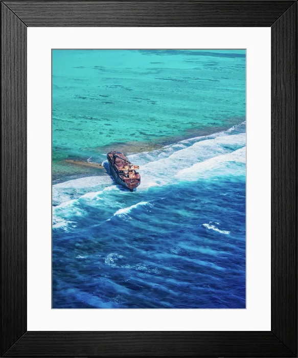 Framed Print : Shipwreck at the Lighthouse Reef, aerial view, Belize District, Belize Framed Print : Shipwreck at the Lighthouse Reef, aerial view, Belize District, Belize