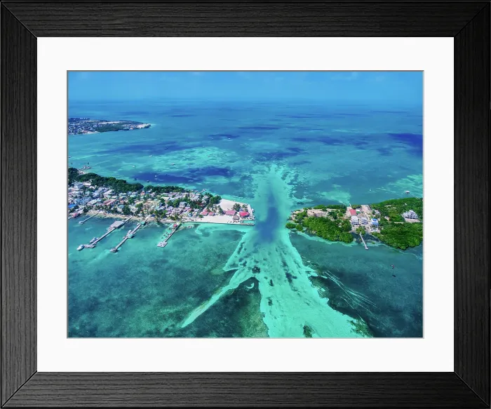 Framed Print : The Split at Caye Caulker, aerial view, Belize District, Belize Framed Print : The Split at Caye Caulker, aerial view, Belize District, Belize