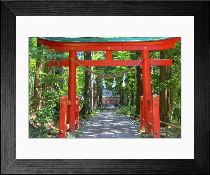 Framed Print : Tori gate of Hakusan Shrine of Chuson-ji Temple (UNESCO World Heritage Site), Hiraizumi, Iwate, Japan