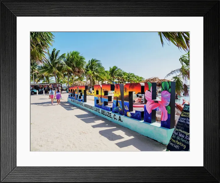 Framed Print : Secret Beach Letters, Ambergris Caye, Belize District, Belize