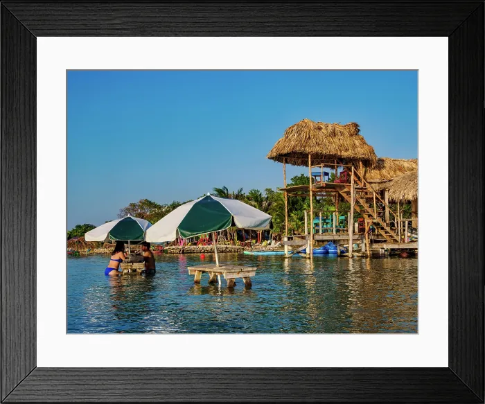 Framed Print : Tables in the water at Blue Bayou Restaurant, Secret Beach, Ambergris Caye, Belize District, Belize Framed Print : Tables in the water at Blue Bayou Restaurant, Secret Beach, Ambergris Caye, Belize District, Belize