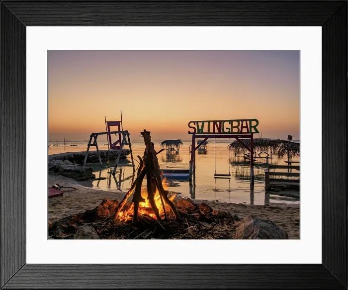 Framed Print : Bonfire at Swing Bar, dusk, Secret Beach, Ambergris Caye, Belize District, Belize Framed Print : Bonfire at Swing Bar, dusk, Secret Beach, Ambergris Caye, Belize District, Belize