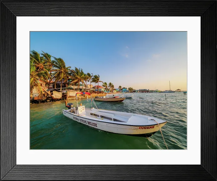 Framed Print : Waterfront of San Pedro Town, Ambergris Caye, Belize District, Belize Framed Print : Waterfront of San Pedro Town, Ambergris Caye, Belize District, Belize