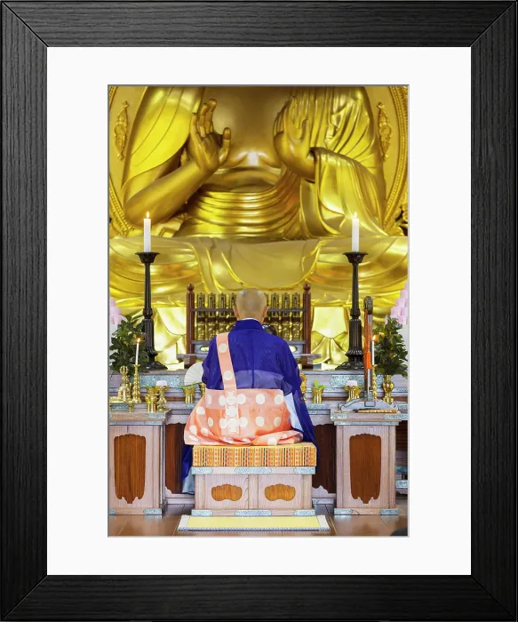 Framed Print : Priest during ceremony in Main Hall of Chuson-ji Temple (UNESCO World Heritage Site), Hiraizumi, Iwate, Japan Framed Print : Priest during ceremony in Main Hall of Chuson-ji Temple (UNESCO World Heritage Site), Hiraizumi, Iwate, Japan
