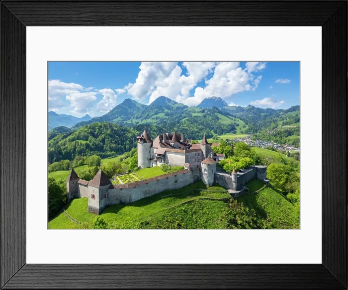 Framed Print : Castle of Gruyeres in spring. Gruyeres, Canton of Fribourg, Switzerland Framed Print : Castle of Gruyeres in spring. Gruyeres, Canton of Fribourg, Switzerland