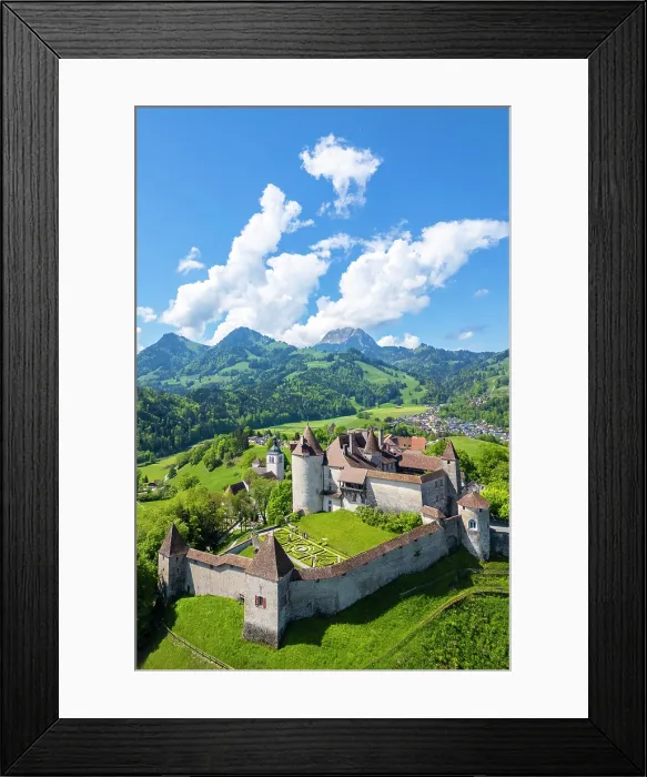 Framed Print : Castle of Gruyeres in spring. Gruyeres, Canton of Fribourg, Switzerland Framed Print : Castle of Gruyeres in spring. Gruyeres, Canton of Fribourg, Switzerland