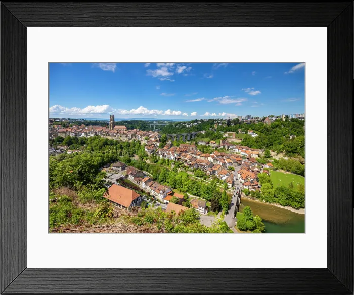Framed Print : ancient medieval town of Fribourg. Fribourg, Canton of Fribourg, Switzerland