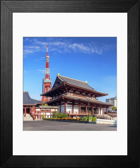 Framed Print : Tokyo Tower and Zojo-ji Temple, Tokyo, Japan Framed Print : Tokyo Tower and Zojo-ji Temple, Tokyo, Japan