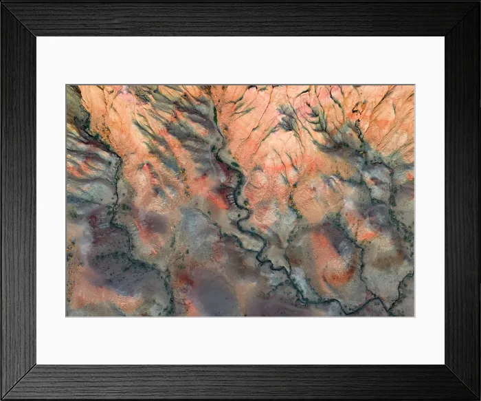 Framed Print : Aerial (drone) view of colourful geology, Tsagaan Suvarga Canyon, Gobi Region, Mongolia, Asia Framed Print : Aerial (drone) view of colourful geology, Tsagaan Suvarga Canyon, Gobi Region, Mongolia, Asia