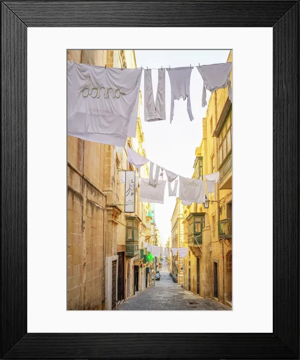 Framed Print : Typical Street Scene in the heart of Valletta, Malta Framed Print : Typical Street Scene in the heart of Valletta, Malta