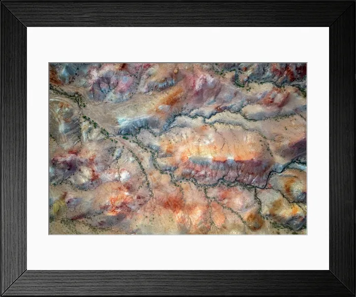 Framed Print : Aerial (drone) view of colourful geology, Tsagaan Suvarga Canyon, Gobi Region, Mongolia, Asia Framed Print : Aerial (drone) view of colourful geology, Tsagaan Suvarga Canyon, Gobi Region, Mongolia, Asia
