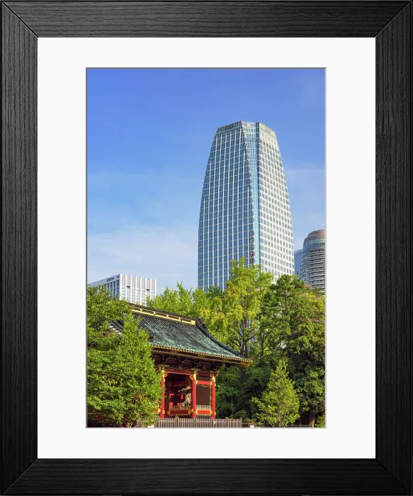 Framed Print : Yusho-in Reibyo Nitenmon Gate and Atago Green Hills MORI Tower, Minato, Tokyo, Japan Framed Print : Yusho-in Reibyo Nitenmon Gate and Atago Green Hills MORI Tower, Minato, Tokyo, Japan