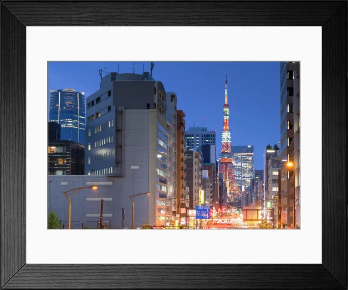 Framed Print : Tokyo Tower and skyscrapers of Minato at dusk, Tokyo, Japan Framed Print : Tokyo Tower and skyscrapers of Minato at dusk, Tokyo, Japan