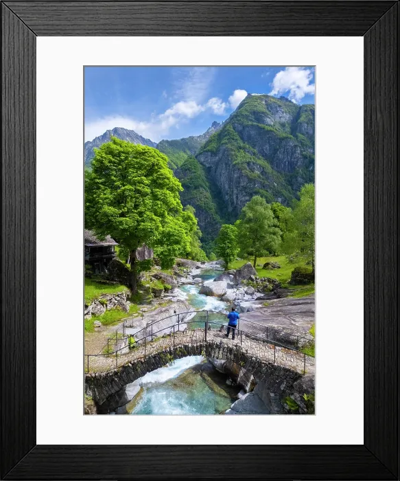 Framed Print : alpine pasture of Puntid. Calnegia, Foroglio, Cevio, Val Bavona, Valle Maggia, Canton Ticino, Switzerland. (MR)
