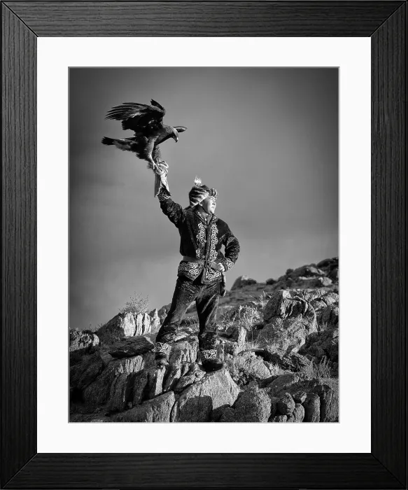 Framed Print : Young Kazakh Eagle Hunter posing with his Golden Eagle, Altai Mountains, Western Mongolia, Asia Framed Print : Young Kazakh Eagle Hunter posing with his Golden Eagle, Altai Mountains, Western Mongolia, Asia