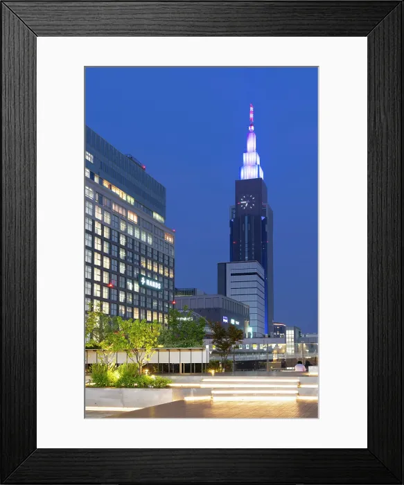 Framed Print : NTT Docomo Yoyogi Building and viewing platform of Shinjuku Station at dusk, Tokyo, Japan Framed Print : NTT Docomo Yoyogi Building and viewing platform of Shinjuku Station at dusk, Tokyo, Japan