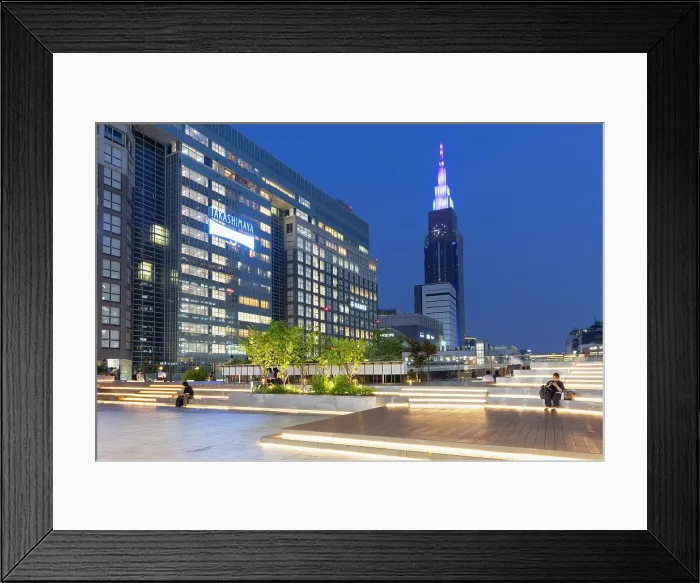 Framed Print : NTT Docomo Yoyogi Building and viewing platform of Shinjuku Station at dusk, Tokyo, Japan Framed Print : NTT Docomo Yoyogi Building and viewing platform of Shinjuku Station at dusk, Tokyo, Japan