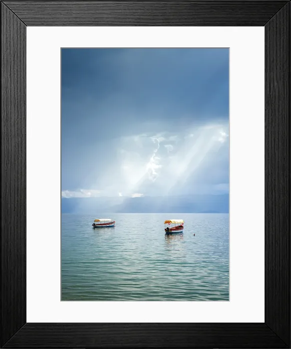 Framed Print : Boats on Lake Ohrid, Ohrid, North Macedonia