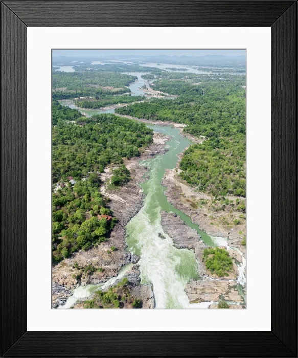 Framed Print : Laos, Champasak Province, Mekong River, Si Phan Dhon, Khone Phapheng Falls