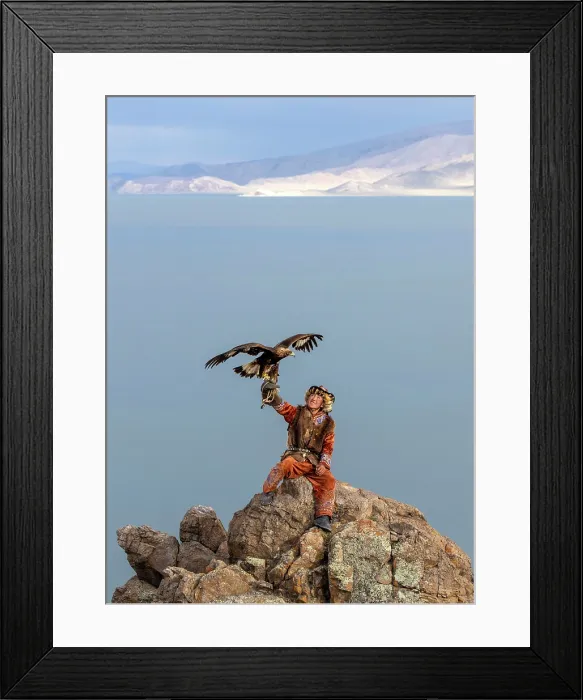 Framed Print : Kazakh Eagle with his trained golden eagle, posing on a mountaintop, Lake Tolbo, Bayan-Ulgii Province, Western Mongolia, Asia Framed Print : Kazakh Eagle with his trained golden eagle, posing on a mountaintop, Lake Tolbo, Bayan-Ulgii Province, Western Mongolia, Asia
