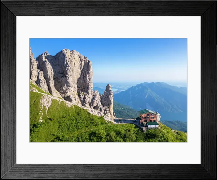 Framed Print : Rifugio Rosalba and Grignetta (Grigna Meridionale) with Torre Cinquantenario and Torre Cecilia in summer. Piani Resinelli, Lecco, Lombardy, Italy