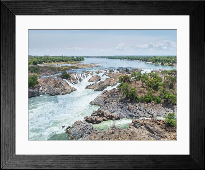 Framed Print : Laos, Champasak Province, Mekong River, Si Phan Dhon, Khone Phapheng Falls