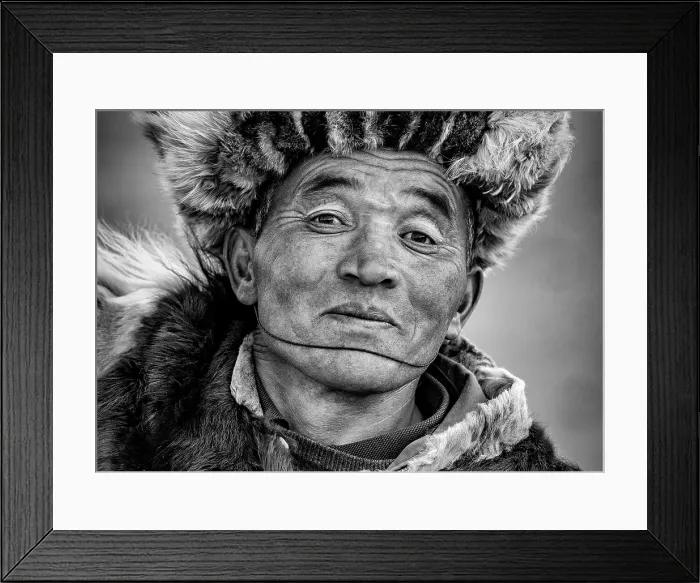 Framed Print : Portrait of a Kazakh Eagle Hunter, Western Mongolia, Asia Framed Print : Portrait of a Kazakh Eagle Hunter, Western Mongolia, Asia