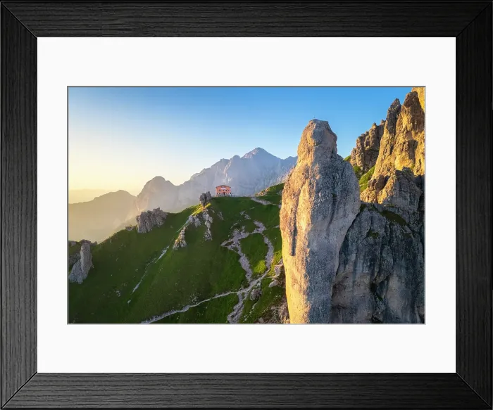 Framed Print : Rifugio Rosalba and Grigna (Grigna Settentrionale) with Torre Cinquantenario and Torre Cecilia in summer at sunset. Piani Resinelli, Lecco, Lombardy, Italy Framed Print : Rifugio Rosalba and Grigna (Grigna Settentrionale) with Torre Cinquantenario and Torre Cecilia in summer at sunset. Piani Resinelli, Lecco, Lombardy, Italy