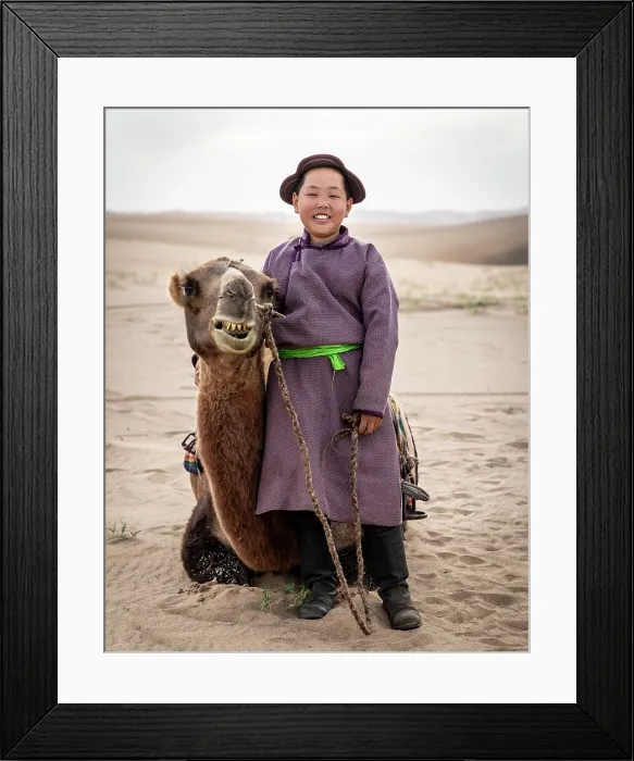 Framed Print : Portrait of a young camel herder, Khongor Dunes, Gobi Desert, Mongolia, Asia Framed Print : Portrait of a young camel herder, Khongor Dunes, Gobi Desert, Mongolia, Asia