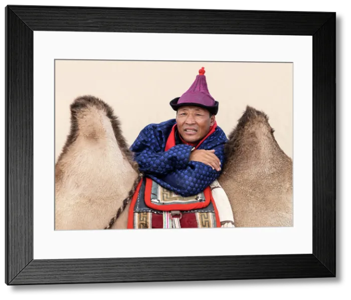 Framed Print : Portrait of a camel herder, Khongor Dunes, Gobi Desert, Mongolia, Asia Framed Print : Portrait of a camel herder, Khongor Dunes, Gobi Desert, Mongolia, Asia