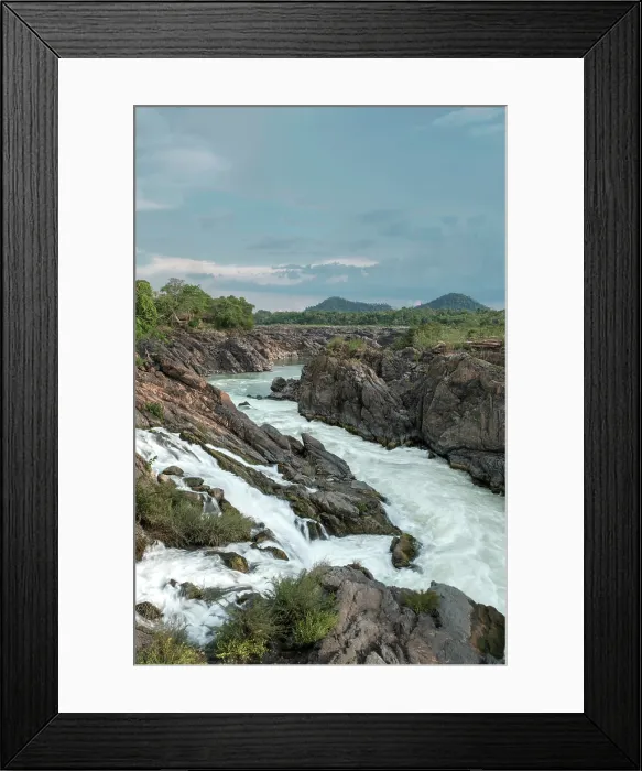 Framed Print : Laos, Champasak Province, Si Phan Don, Don Khon, Mekong, view of the Liphi Somphamit Waterfall aka the Liphi Waterfall Framed Print : Laos, Champasak Province, Si Phan Don, Don Khon, Mekong, view of the Liphi Somphamit Waterfall aka the Liphi Waterfall