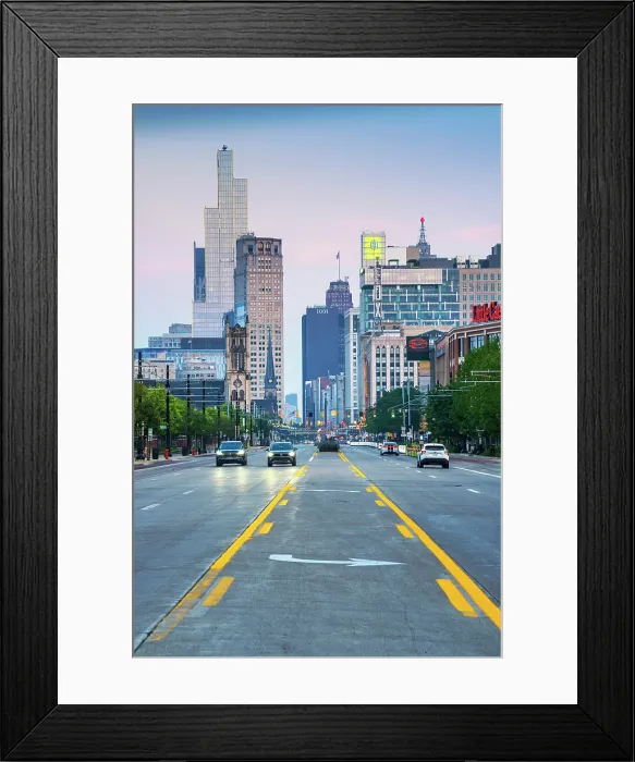 Framed Print : USA, Detroit, Michigan, Looking Down Woodward Avenue, Detroit's Main Street, New Hudson Building, Skyscraper Framed Print : USA, Detroit, Michigan, Looking Down Woodward Avenue, Detroit's Main Street, New Hudson Building, Skyscraper