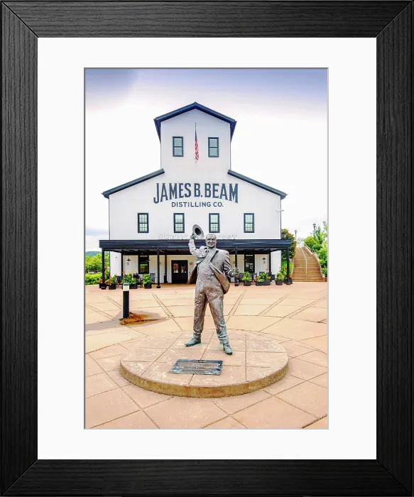 Framed Print : USA, Clermont, Kentucky, Blue Grass Region, Jim Beam Distillery, Statue Of James Beauregard Jim Beam, The Building Is Part Of The Jim Beam American Outpost Framed Print : USA, Clermont, Kentucky, Blue Grass Region, Jim Beam Distillery, Statue Of James Beauregard Jim Beam, The Building Is Part Of The Jim Beam American Outpost