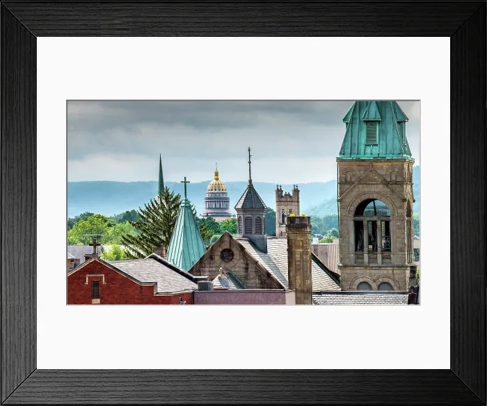 Framed Print : USA, Charleston, West Virginia, Capital City, State Capitol Building, Historic Church Steeples, Appalachian Mountains Framed Print : USA, Charleston, West Virginia, Capital City, State Capitol Building, Historic Church Steeples, Appalachian Mountains