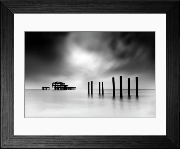 Framed Print : Long exposure image, ruined West Pier, Brighton, East Sussex, England Framed Print : Long exposure image, ruined West Pier, Brighton, East Sussex, England