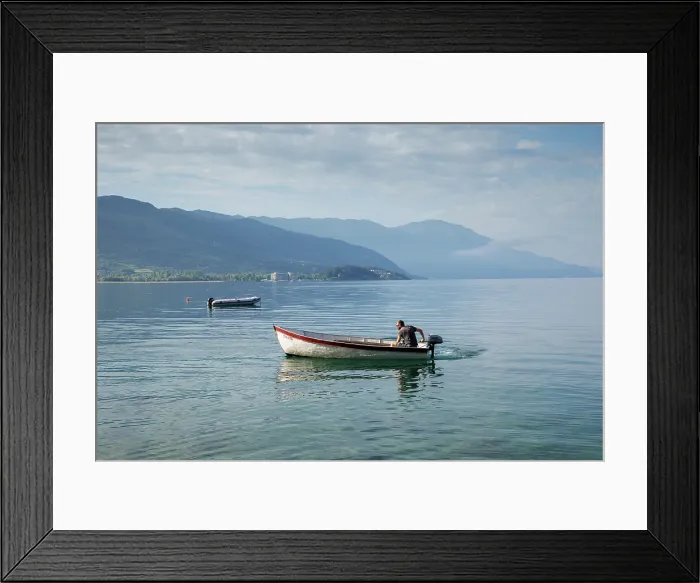 Framed Print : Boat on Lake Ohrid, Ohrid, North Macedonia Framed Print : Boat on Lake Ohrid, Ohrid, North Macedonia