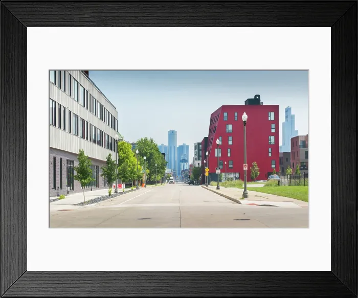 Framed Print : USA, Detroit, Michigan, Brush Park Neighborhood, New Residential Apartments, Downtown