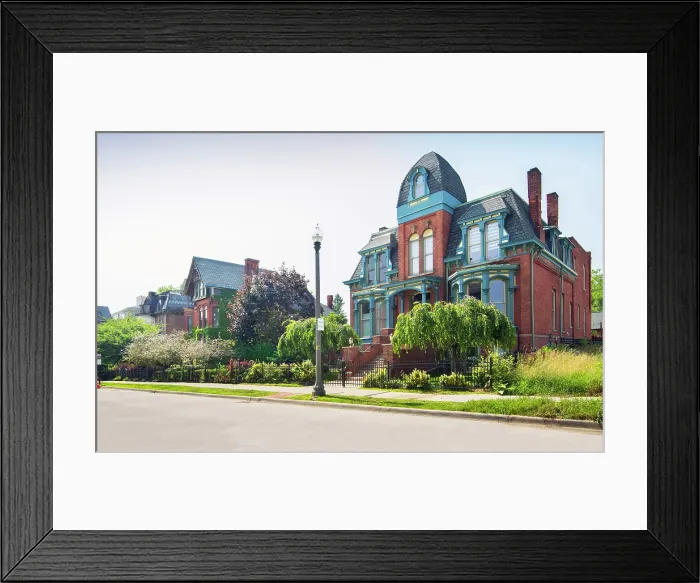 Framed Print : USA, Detroit, Michigan, Brush Park Neighborhood, Restored Late 19th Century Victorian Mansions Framed Print : USA, Detroit, Michigan, Brush Park Neighborhood, Restored Late 19th Century Victorian Mansions