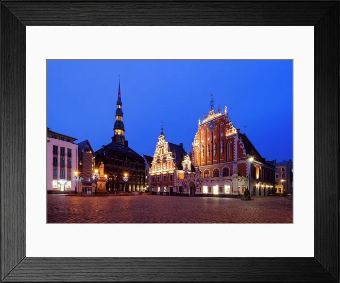 Framed Print : House of Blackheads and St Peter's Church tower, Town Hall square, Riga, Latvia Framed Print : House of Blackheads and St Peter's Church tower, Town Hall square, Riga, Latvia