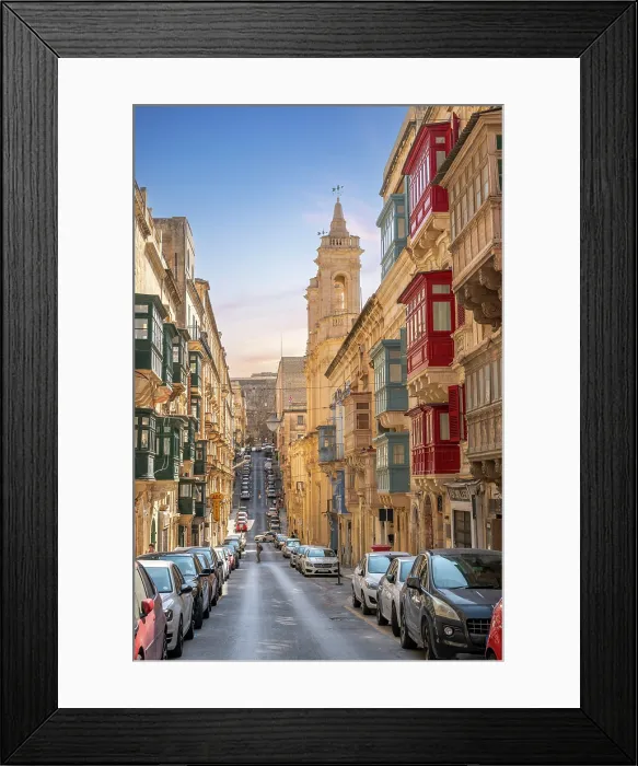 Framed Print : Typical Street Scene in the heart of Valletta, Valletta, Malta Framed Print : Typical Street Scene in the heart of Valletta, Valletta, Malta