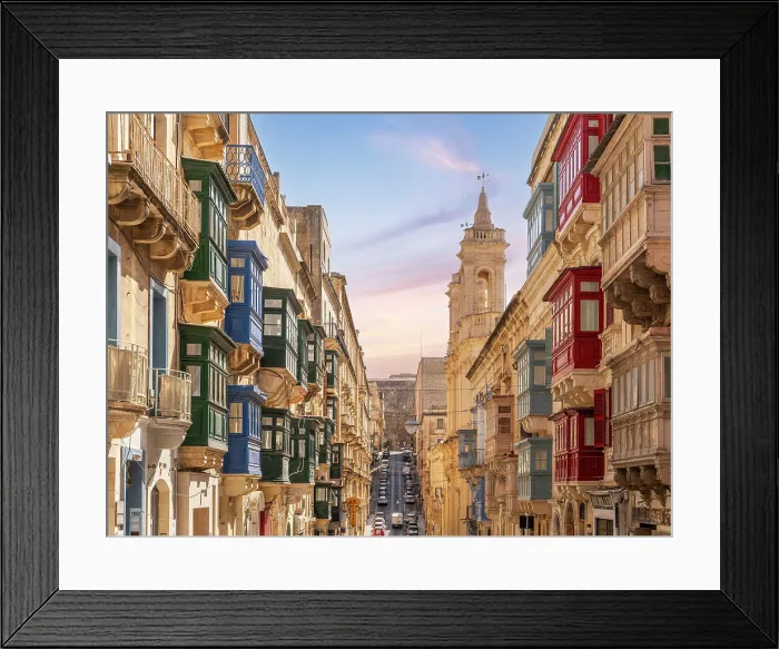 Framed Print : Typical Street Scene in the heart of Valletta, Valletta, Malta Framed Print : Typical Street Scene in the heart of Valletta, Valletta, Malta