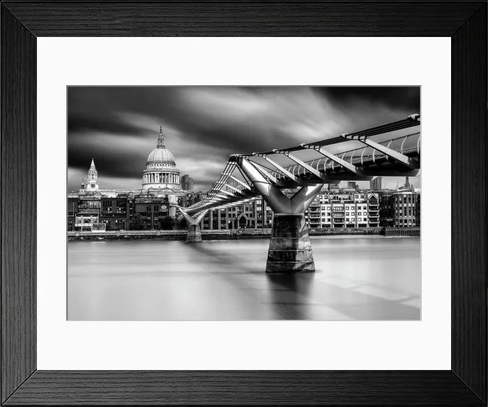 Framed Print : The Millennium Bridge and St Paul's Cathedral, long exposure image, London, England Framed Print : The Millennium Bridge and St Paul's Cathedral, long exposure image, London, England