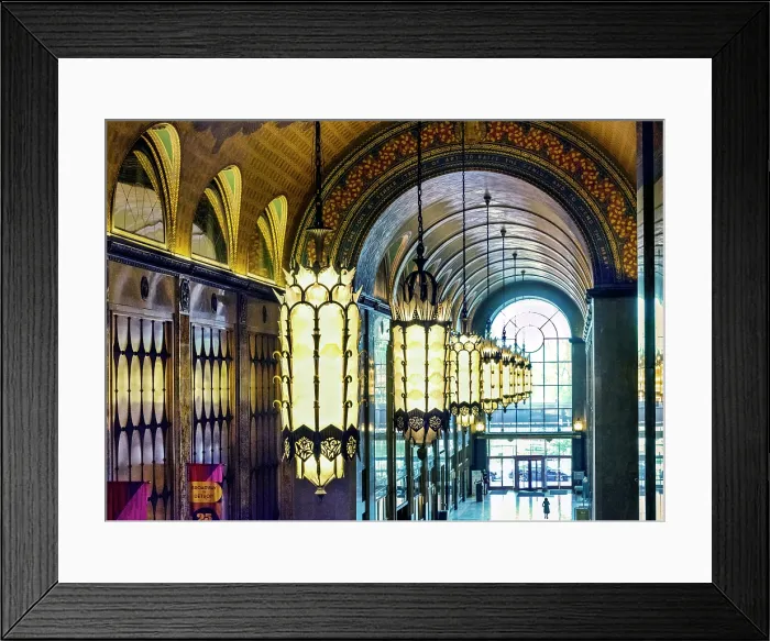 Framed Print : USA, Detroit, Michigan, 1920's Fisher Building, Art Deco Chandeliers, Vaulted Mosaic Lobby Ceiling, National Historic Landmark Framed Print : USA, Detroit, Michigan, 1920's Fisher Building, Art Deco Chandeliers, Vaulted Mosaic Lobby Ceiling, National Historic Landmark