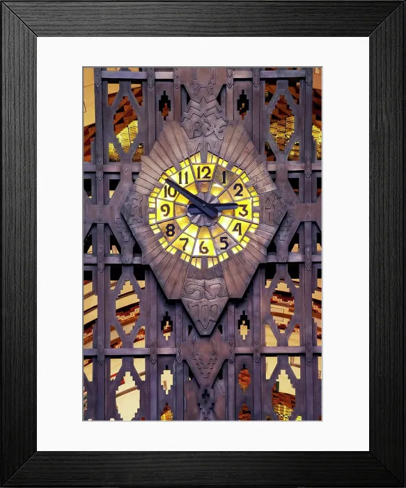 Framed Print : USA, Detroit, Michigan, Tiffany Glass Clock Surrounded By Monel Metal, Lobby of the 1920's Art Deco Guardian Building, National Historic Landmark Framed Print : USA, Detroit, Michigan, Tiffany Glass Clock Surrounded By Monel Metal, Lobby of the 1920's Art Deco Guardian Building, National Historic Landmark