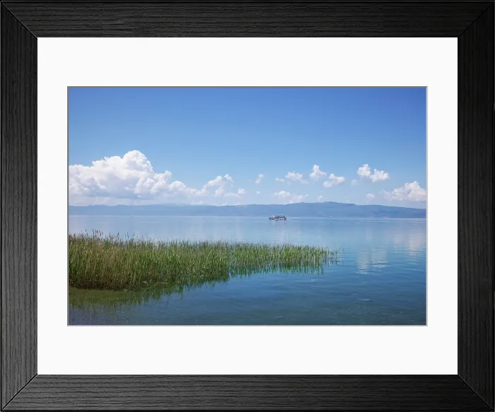 Framed Print : Boat on Lake Ohrid, Ohrid, North Macedonia Framed Print : Boat on Lake Ohrid, Ohrid, North Macedonia