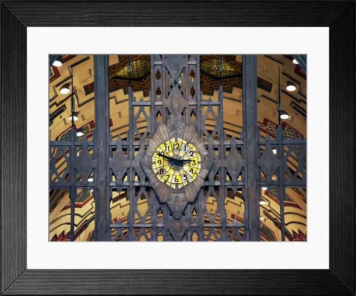 Framed Print : USA, Detroit, Michigan, Tiffany Glass Clock Surrounded By Monel Metal, Lobby of the 1920's Art Deco Guardian Building, National Historic Landmark Framed Print : USA, Detroit, Michigan, Tiffany Glass Clock Surrounded By Monel Metal, Lobby of the 1920's Art Deco Guardian Building, National Historic Landmark