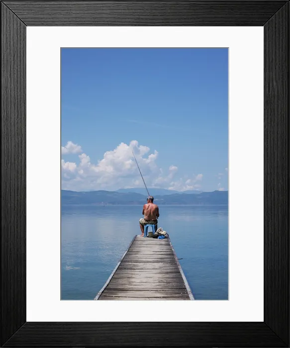 Framed Print : Fisherman on Lake Ohrid, Ohrid, North Macedonia Framed Print : Fisherman on Lake Ohrid, Ohrid, North Macedonia