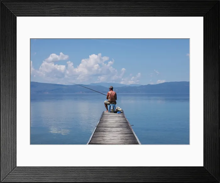 Framed Print : Fisherman on Lake Ohrid, Ohrid, North Macedonia Framed Print : Fisherman on Lake Ohrid, Ohrid, North Macedonia