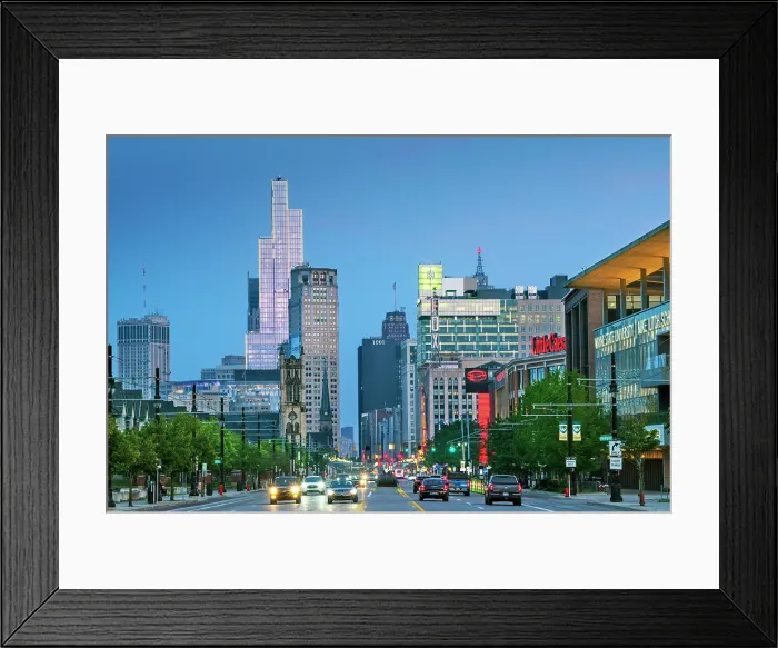 Framed Print : USA, Detroit, Michigan, Looking Down Woodward Avenue, Detroit's Main Street, New Hudson Building, Skyscraper Framed Print : USA, Detroit, Michigan, Looking Down Woodward Avenue, Detroit's Main Street, New Hudson Building, Skyscraper